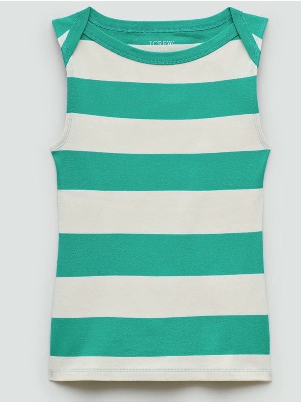 J Crew Perfect-fit Boatneck Green Striped Tank 2X